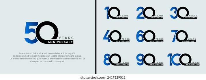 set of anniversary logo style blue and black color on white background for special moment