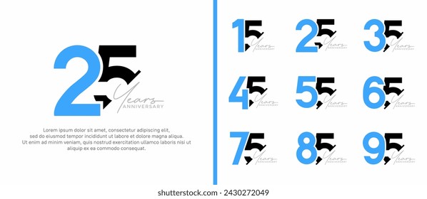 set of anniversary logo style blue and black color on white background for special moment