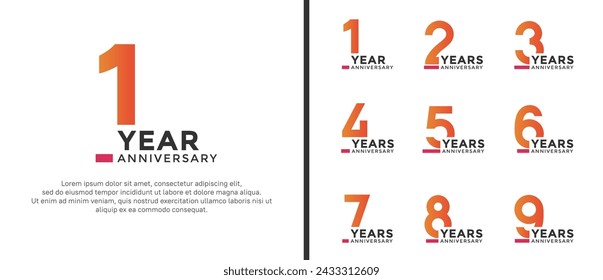 set of anniversary logo style blue and orange color on white background for celebration