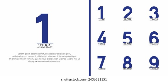 set of anniversary logo style dark blue and black color on white background for special moment