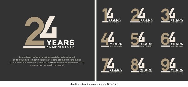 set of anniversary logo style flat gold and white color for celebration