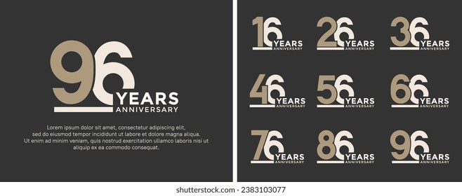 set of anniversary logo style flat gold and white color for celebration