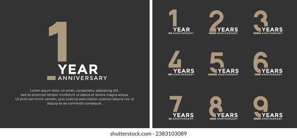 set of anniversary logo style flat gold and white color for celebration