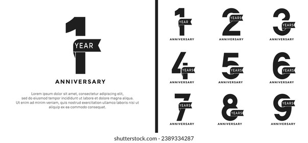 set of anniversary logo style flat black color on white background for special moment