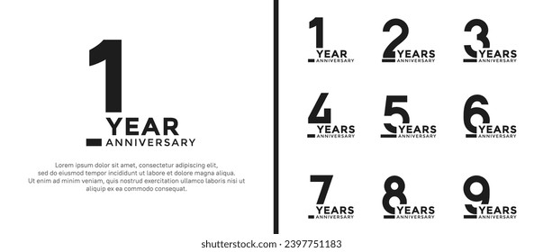 set of anniversary logo style flat black color on white background for celebration