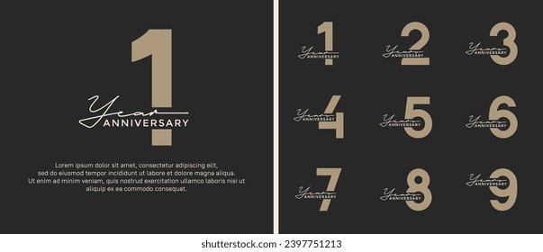 set of anniversary logo style flat gold and white color for celebration