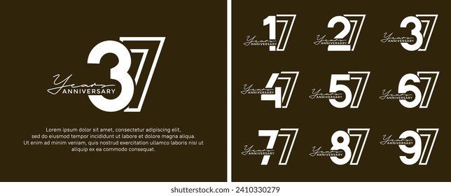 set of anniversary logo style flat white color for celebration