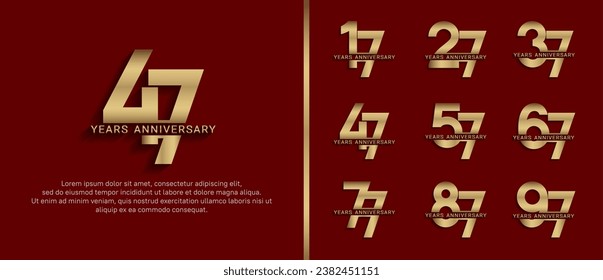 set of anniversary logo style gold color on red background for celebration