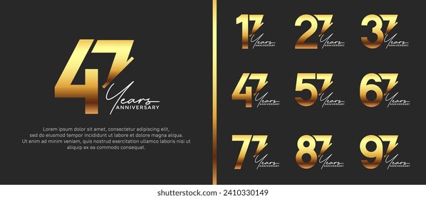 set of anniversary logo style gold and white color on black background for special moment