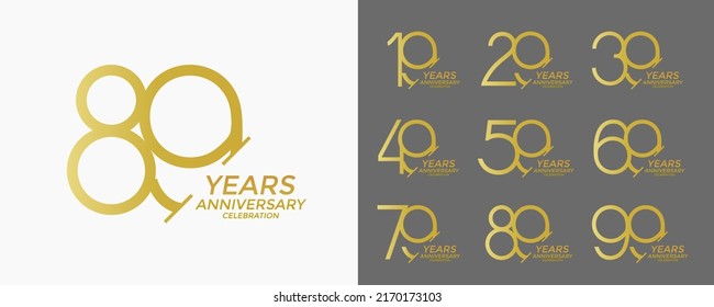 set of anniversary logo style golden color can be use for special event and celebration moment