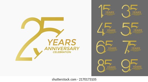 set of anniversary logo style golden color can be use for special event and celebration moment