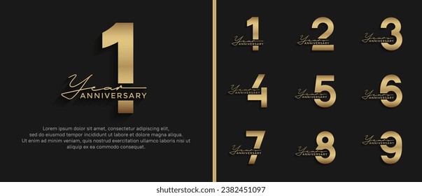 set of anniversary logo style golden color on black background for celebration