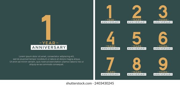 set of anniversary logo style golden and white color on green background for celebration