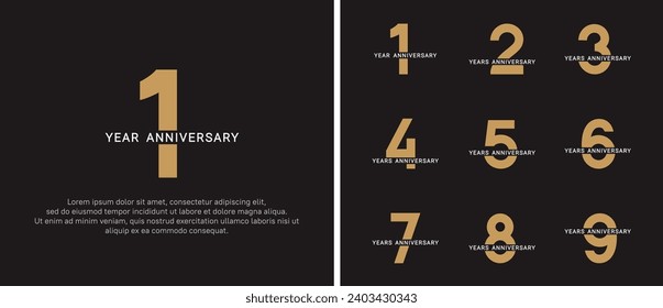 set of anniversary logo style golden and white color on black background for celebration