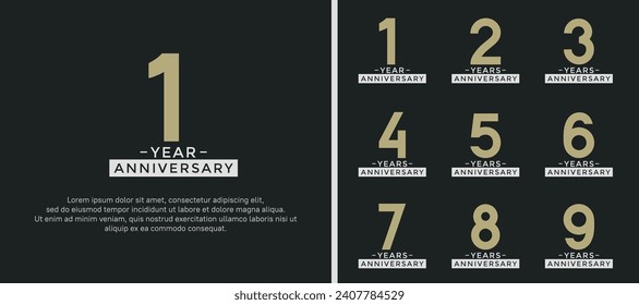 set of anniversary logo style golden and white color on black background for celebration