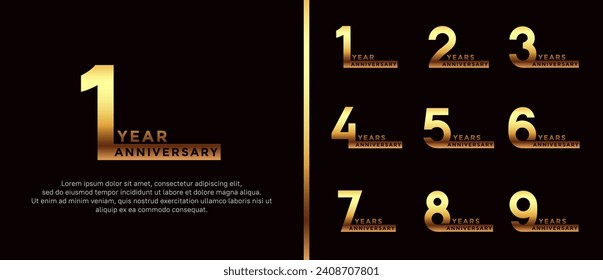 set of anniversary logo style golden color on black background for celebration