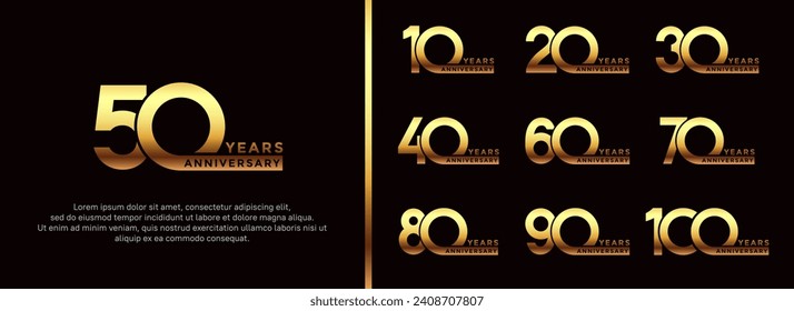 set of anniversary logo style golden color on black background for celebration