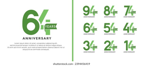 set of anniversary logo style green color on white background for special moment