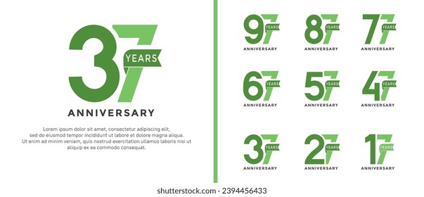 set of anniversary logo style green color on white background for special moment