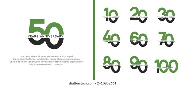 set of anniversary logo style green and black color on white background for celebration