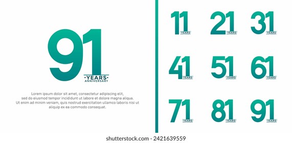 set of anniversary logo style green color on white background for special moment