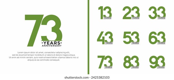 set of anniversary logo style green and black color on white background for special moment