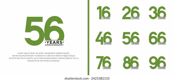 set of anniversary logo style green and black color on white background for special moment