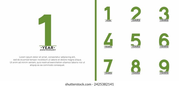 set of anniversary logo style green and black color on white background for special moment