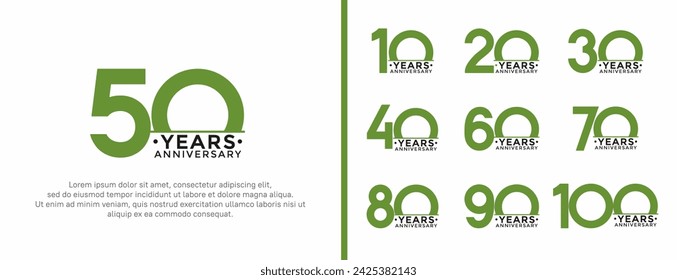 set of anniversary logo style green and black color on white background for special moment
