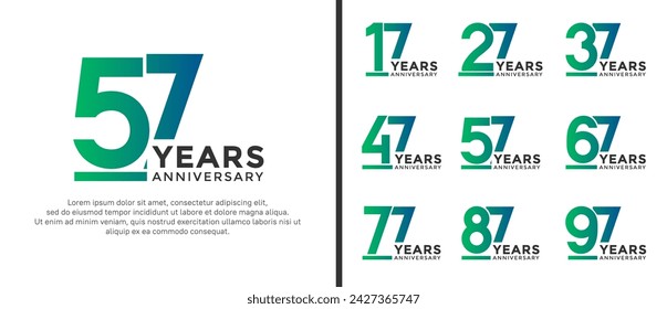 set of anniversary logo style green color on white background for celebration