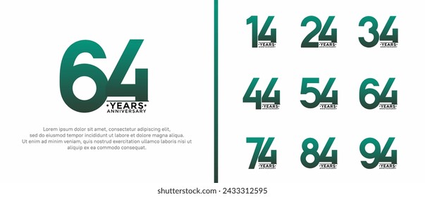 set of anniversary logo style green and black color on white background for special moment