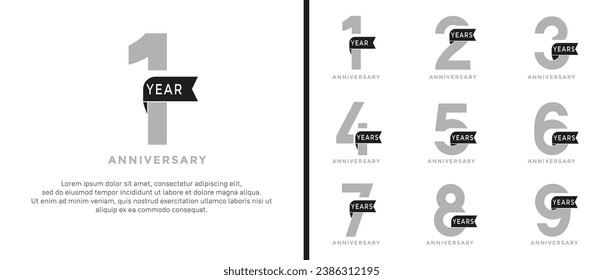 set of anniversary logo style grey and black color on white background for special moment