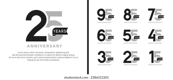 set of anniversary logo style grey and black color on white background for special moment