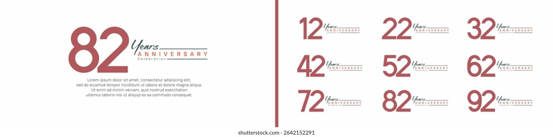 set of anniversary logo style with handwriting. vector design brown color for celebration