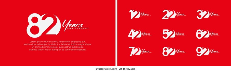set of anniversary logo style with handwriting. vector design white color for celebration