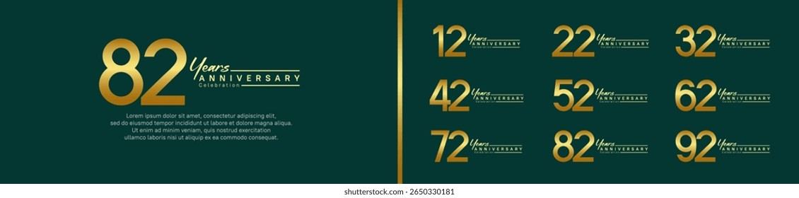 set of anniversary logo style with handwriting. vector design gold color for celebration