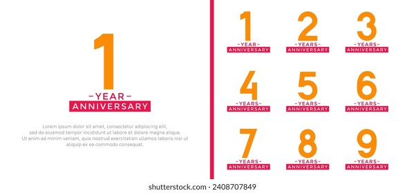 set of anniversary logo style orange and purple color on white background for celebration