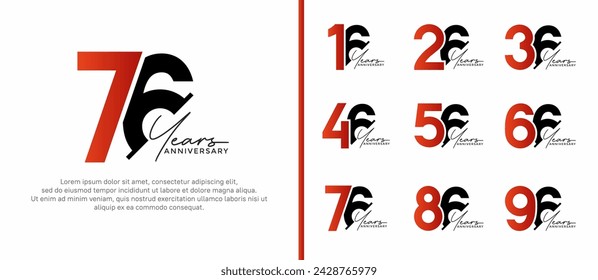 set of anniversary logo style orange and black color on white background for special moment