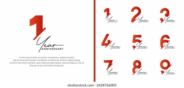 set of anniversary logo style orange and black color on white background for special moment