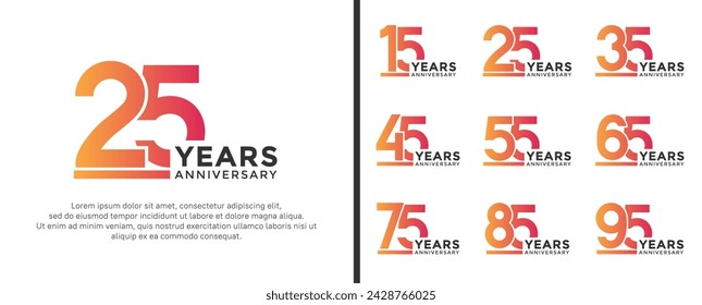 set of anniversary logo style orange color on white background for celebration