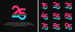Set Of Anniversary Logo Style Pink And Blue Color On Black Background For Celebration