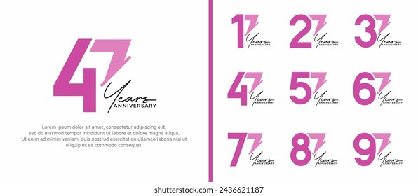 set of anniversary logo style purple and black color on white background for special moment