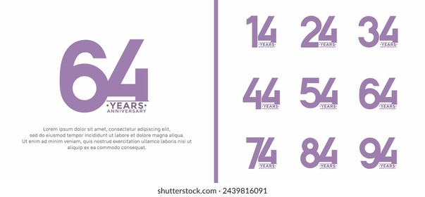 set of anniversary logo style purple color on white background for special moment