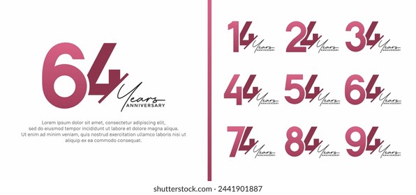 set of anniversary logo style purple and black color on white background for special moment