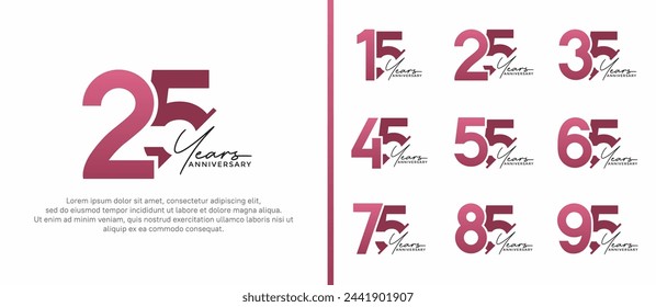 set of anniversary logo style purple and black color on white background for special moment