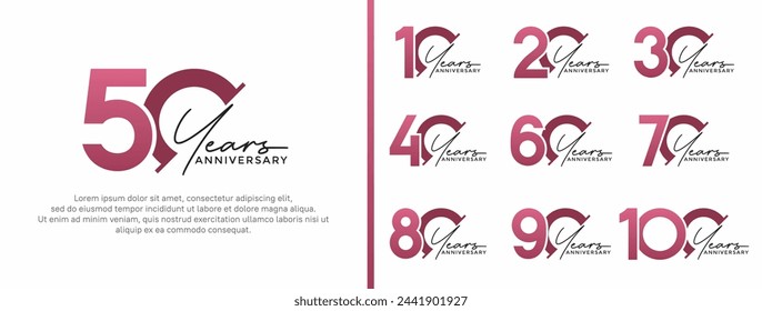set of anniversary logo style purple and black color on white background for special moment