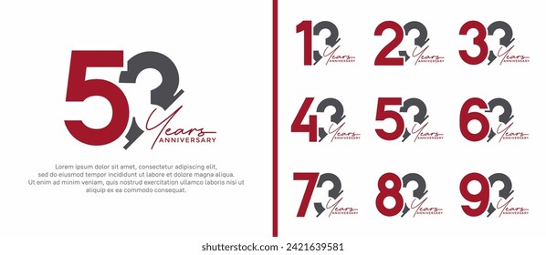 set of anniversary logo style red and black color on white background for special moment