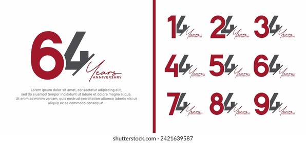 set of anniversary logo style red and black color on white background for special moment