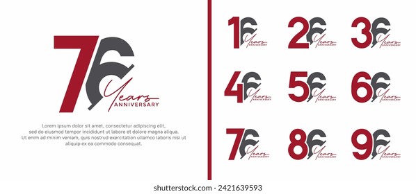 set of anniversary logo style red and black color on white background for special moment