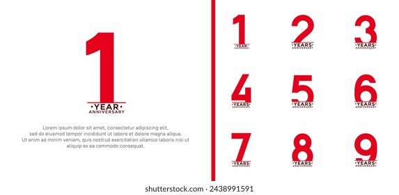 set of anniversary logo style red and black color on white background for special moment